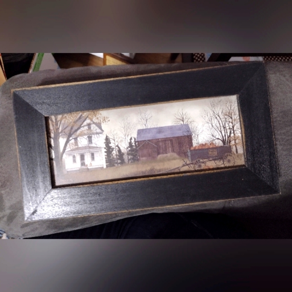 Billy Jacobs Rustic Framed Barn Scene Wall Art with sawtooth hanger. 12 X 7